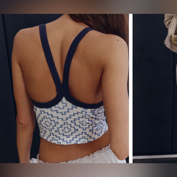 NWT Free People FP Movement All Clear Jacquard Cami blue crush navy - XS/S, M/L - Picture 4 of 10